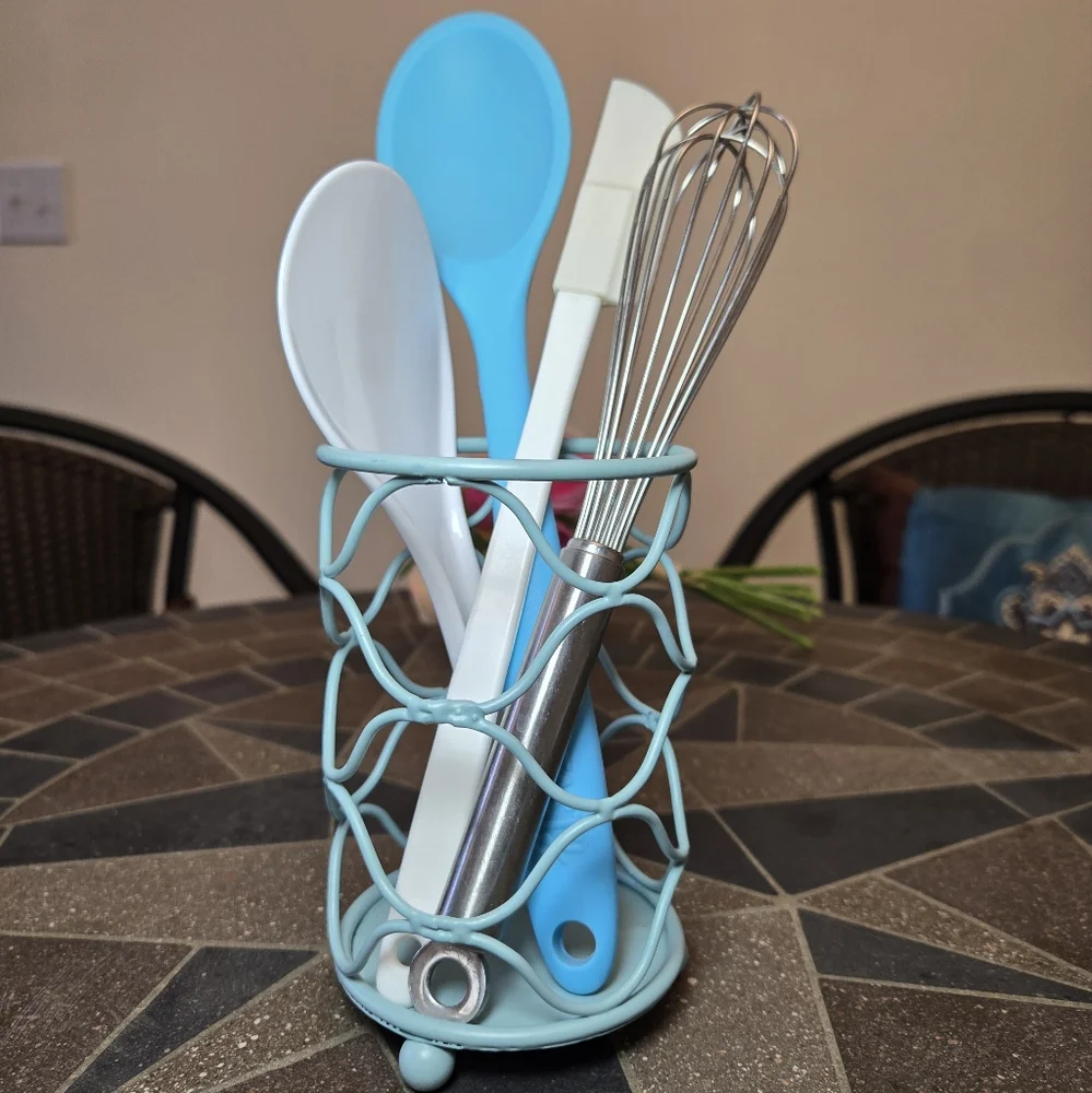 Aqua Blue Metal Candle Holder